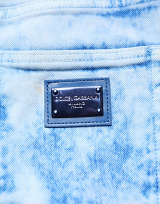 Hellblaue High-Waist Skinny Jeans aus Denim