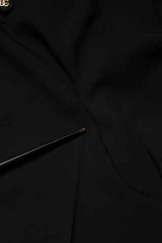 Black Wool Blend Straight High Waist Pants