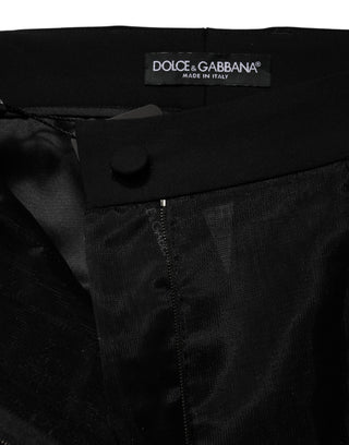 Black High Waist Tulle Wool Trouser Pants