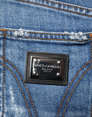 Blaue Used-Look Baumwoll-Jeans