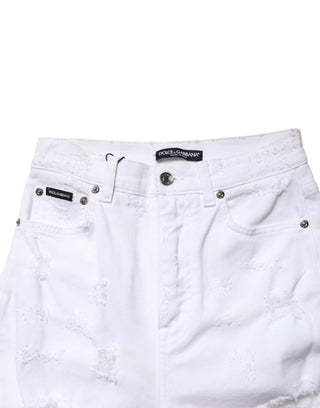 Weiße Used High Waist Jeans aus Denim