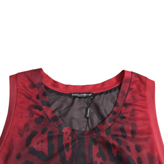 Rotes Leopardenmuster ärmelloses Herren Tank-Top