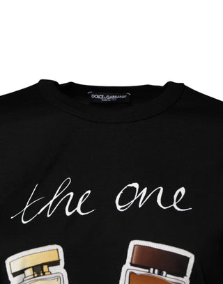 Camiseta negra de manga corta con cuello redondo y estampado gráfico