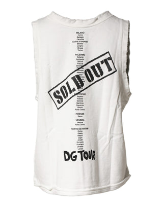 White Graphic CrewNeck Sleeveless Tank T-shirt