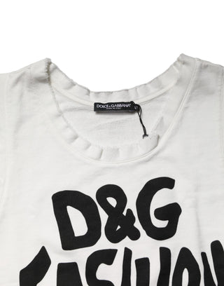 White Graphic CrewNeck Sleeveless Tank T-shirt
