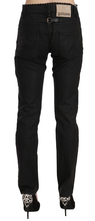 Schwarze lässige Skinny-Jeans aus Baumwolle mit mittlerer Bundhöhe