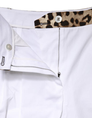 Weiße Baumwoll-Bermudashorts mit hoher Taille