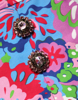 Minishorts multicolor con botones y estampado floral de talle alto