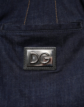 Dunkelblauer A-Linien-Jeans-Midi-Rock aus Baumwolle