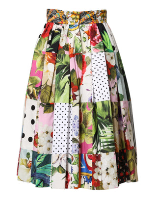 Multicolor Patchwork High Waist Midi Skirt
