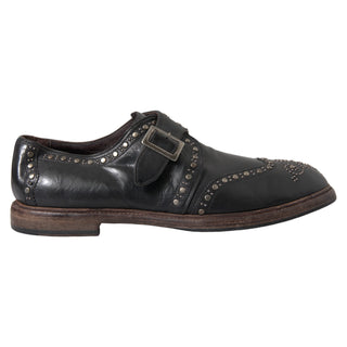 Schwarze Leder-Monk-Strap-Spickschuhe