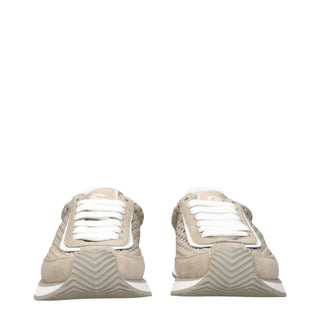Beige Fabric Low Top Sneakers