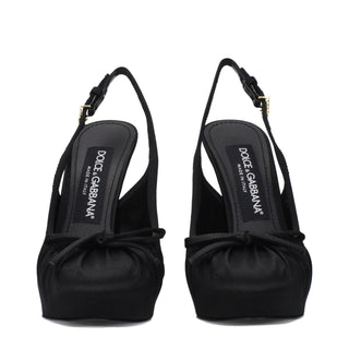 Black Satin High Heel Pumps