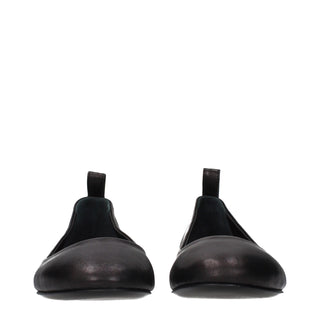 Black Leather Ballet Flats