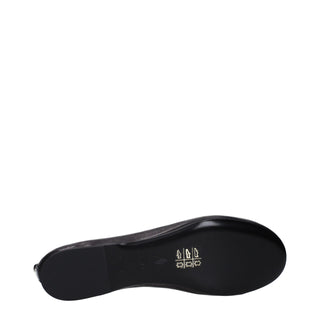 Black Leather Ballet Flats