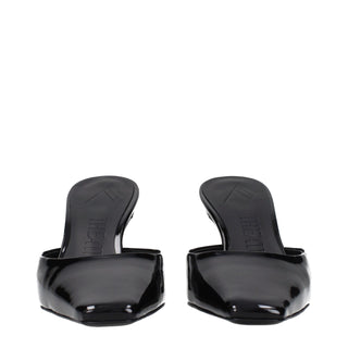 Schwarze flache Ledersandalen