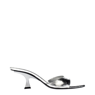 Sandalias planas grises de cuero