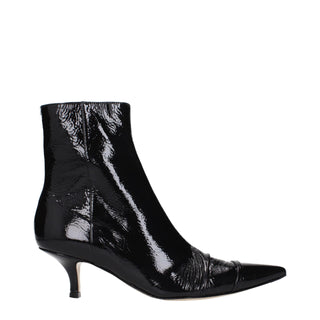 Schwarze Leder-Stiefeletten