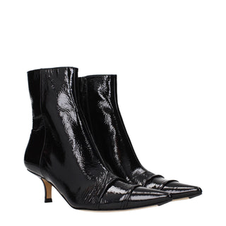 Schwarze Leder-Stiefeletten