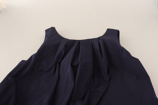 Navy Blue Sleeveless Round Neck Mermaid Long Dress