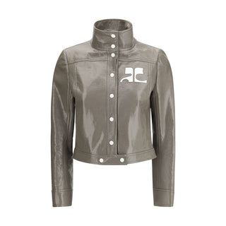Chaqueta gris de algodón de largo completo