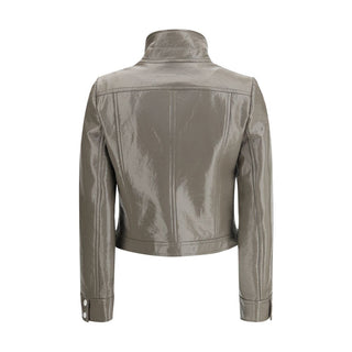 Chaqueta gris de algodón de largo completo