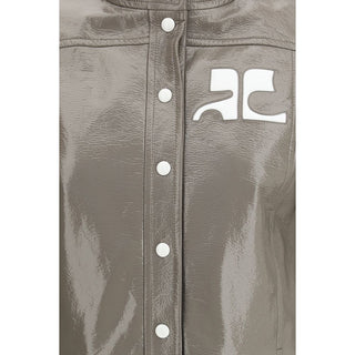 Chaqueta gris de algodón de largo completo