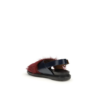 Sandalias planas multicolor de piel de becerro Bos Taurus
