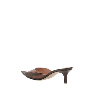 Braune Polyurethan-Stiletto-Sandalen