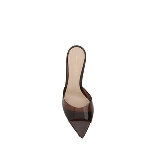 Braune Polyurethan-Stiletto-Sandalen