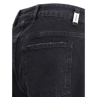Schwarze gerade geschnittene Jeans aus Baumwolle