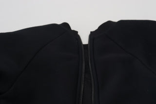 Schwarzer bauchfreier Pullover mit Reißverschluss hinten