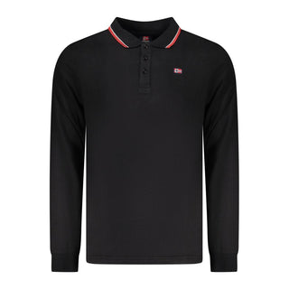 Black Cotton Men Polo Shirt
