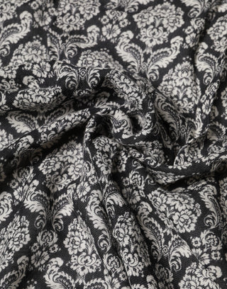 Black White Damask Patterned Lace Men Scarf
