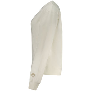 White Cotton Women Sweatshirt