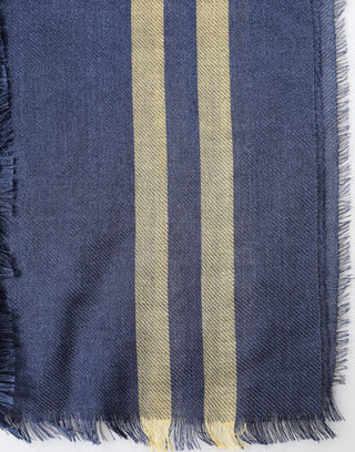 Blue Cashmere Neck Wrap Shawl Fringes Scarf