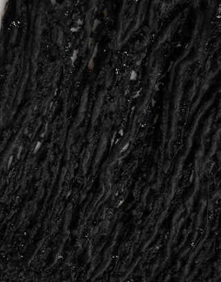 Black Cashmere Knit Shawl Fringes Scarf