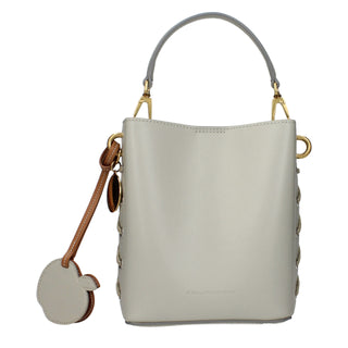 Graue Lederhandtasche