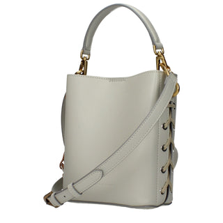 Graue Lederhandtasche