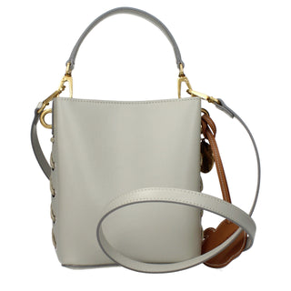 Graue Lederhandtasche