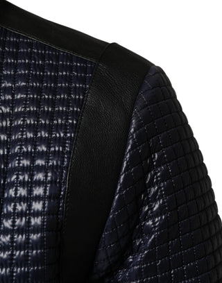 Blue Nylon Full Zip Bomber Men Jacket