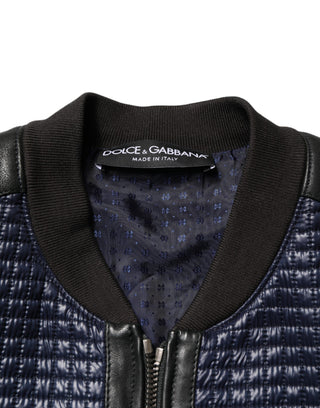 Blue Nylon Full Zip Bomber Men Jacket