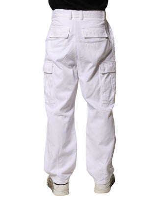 Pantalones cargo de mezclilla para hombre de algodón blanco