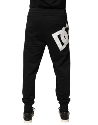 Pantalones jogger de cintura media para hombre de algodón negro