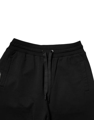 Pantalones jogger de cintura media para hombre de algodón negro