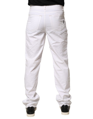 Jeans rectos de mezclilla para hombre de algodón blanco de cintura media