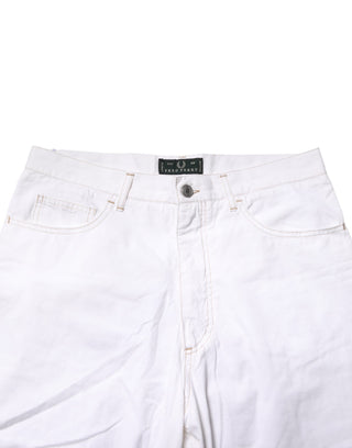 Jeans rectos de mezclilla para hombre de algodón blanco de cintura media