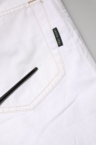 Jeans rectos de mezclilla para hombre de algodón blanco de cintura media