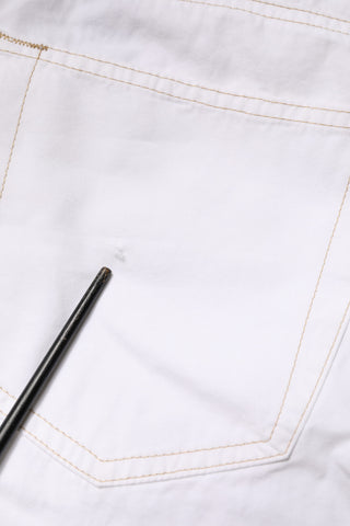 Jeans rectos de mezclilla para hombre de algodón blanco de cintura media