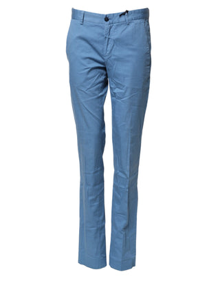 Blaue Baumwoll-Herrenjeans mit geradem Schnitt und mittlerer Bundhöhe